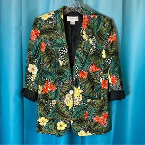 Vintage 💚 Jungle Print Lightweight Longline Blazer. 80’s / 90’s Vibes. Size 12.